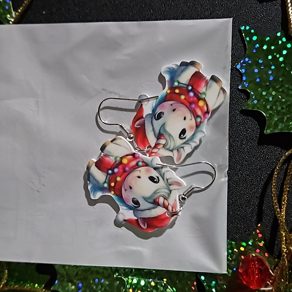 Holiday Unicorn Fashion Hook Style Earrings - Picture 5 of 5